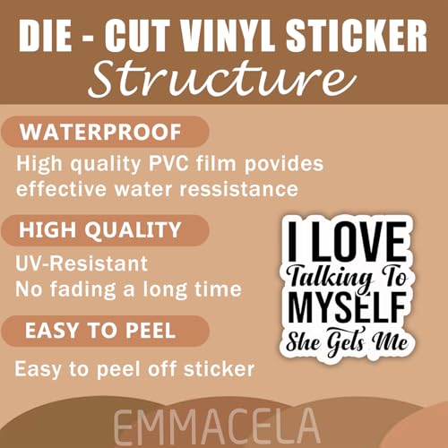 (3PCS) I Love Talking to Myself She Gets Me Sticker, Funny Sarcastic Stickers - Waterproof Vinyl Decal for Laptop, Tumbler, Water Bottle, Scrapbook, Gift for Women, Introvert 3" x 2.7 " - color: I Love Talking to Myself She Gets Me