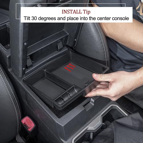 JDMCAR Center Console Organizer Compatible with 2024 2025 2026 Toyota Tacoma Accessories, Armrest Insert ABS Plastic Coin Holder Secondary Storage Box (Black Trim) - color: Black-fits 2024+ tacoma