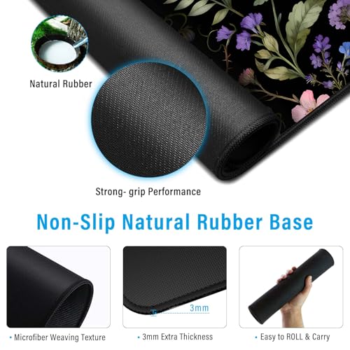 Large Computer Gaming Mouse Pad,XXL Gaming Desk Mat with Non-Slip Rubber Base, Stitched Edges | Keyboard and Mouse Pad for Office | Portable Desk Pad - color: Blue