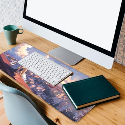 Anime Sunset Gaming Mouse Pad Golden Sky Dream XL Mouse Pad Large Mousepad Extended Laptop Keyboard Mat Gaming Desk Pad Mouse Mat Office Computer Keyboard Laptop 31.5"x11.8" - color: Anime Sunset, size: 31.5L x 11.8W inches