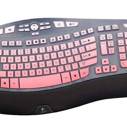 Keyboard Cover for Logitech K350 Wireless Wave & MK570 MK550 Wireless Keyboard, Logitech K350 MK550 MK570 Keyboard Accessories Protective Skin-Rainbow - color: Ombrepink