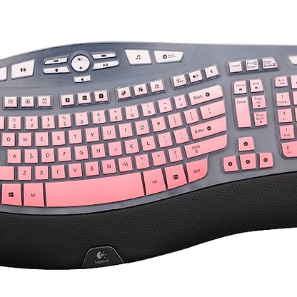 Keyboard Cover for Logitech K350 Wireless Wave & MK570 MK550 Wireless Keyboard, Logitech K350 MK550 MK570 Keyboard Accessories Protective Skin-Rainbow - color: Ombrepink