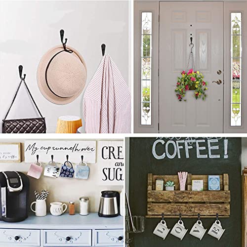 ZAYBOD 15 Pack Black Wall Hooks, Premium Zinc Alloy Coat Hook | Modern style, moisture-resistant finish. For entryway, bathroom, kitchen, keys, hats, towels, bags - color: 15PCS + Single Hook
