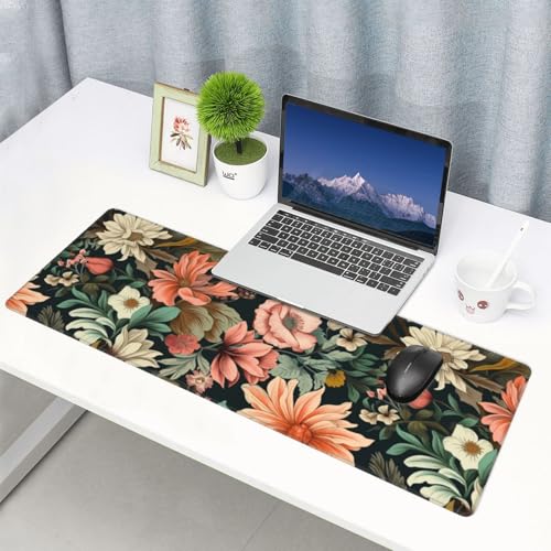 Japanese Floral Aesthetic Flowers Gaming Mouse Pad, Large Mouse Pad for Desk Mat XXL XL Mousepad, Big Keyboard Pad Office Desk Accessories Decor - color: Japanese Floral