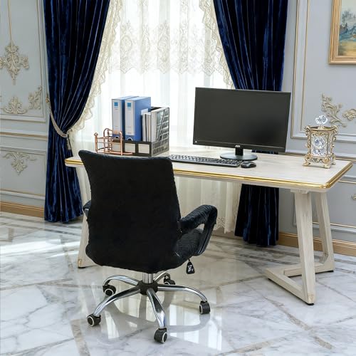 Black Office Chair Cover with Armrest Cover 18Inch Wide Stretch Jacquard Small Desk Computer Chair Covers with Long Zipper Arm Slipcovers Washable - color: Jacquard T-black, size: Small