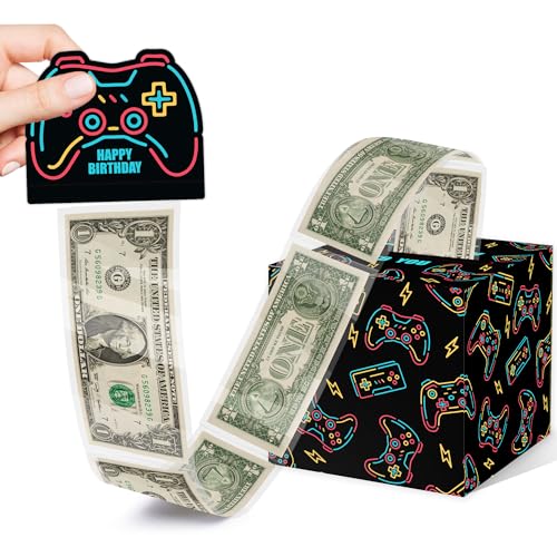 Gamer Birthday Surprise Box Cash, Happy Birthday Money Box for Cash Gift, Surprise Birthday Gift Box for Friends Teens, Money Gift Boxes for Cash with Pull Out, Neon Design - color: Color 003