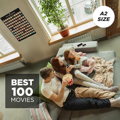 Enno Vatti Top 100 Movies Scratch Off Poster - Bucket List of Best Films - 100 Movie Scratch Off Poster (16.5" x 23.4") - Including Top 100 Movies Posters - Gift for Movie Lovers - style: Top 100 Movies