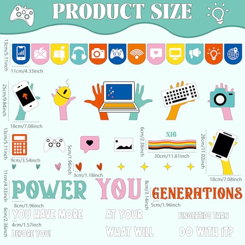 Computer Science Bulletin Board Set Inspirational Technology Digital Classroom Decoration Mental Health Growth Mindset Paper Cutouts Computer Lab Bulletin Board for School Office Home Wall Door Decor