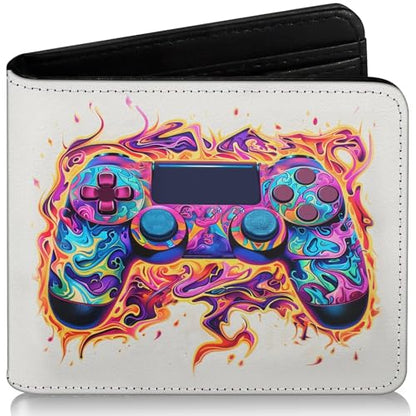 EXXBYELI Gamer Wallets for Teen Boys,Cool Kids Wallet for Boys Ages 8-10 9-12 13-15 with Credit Id Card Cash Holder Black Rfid Blocking Zipper For Teen Youth Guys Teenager Birthday Gifts Ideas - color: game-white background