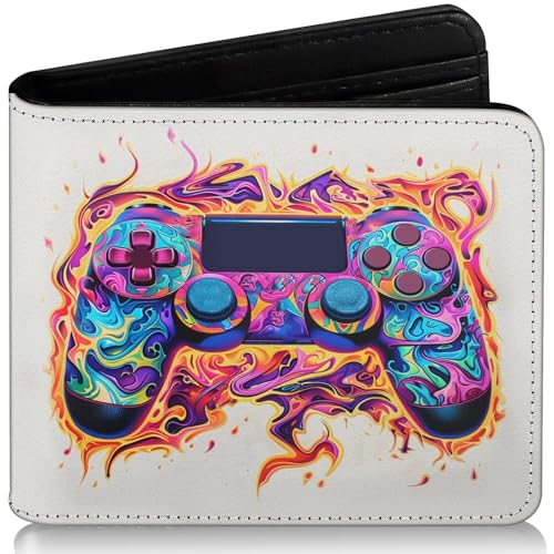 EXXBYELI Gamer Wallets for Teen Boys,Cool Kids Wallet for Boys Ages 8-10 9-12 13-15 with Credit Id Card Cash Holder Black Rfid Blocking Zipper For Teen Youth Guys Teenager Birthday Gifts Ideas - color: game-white background