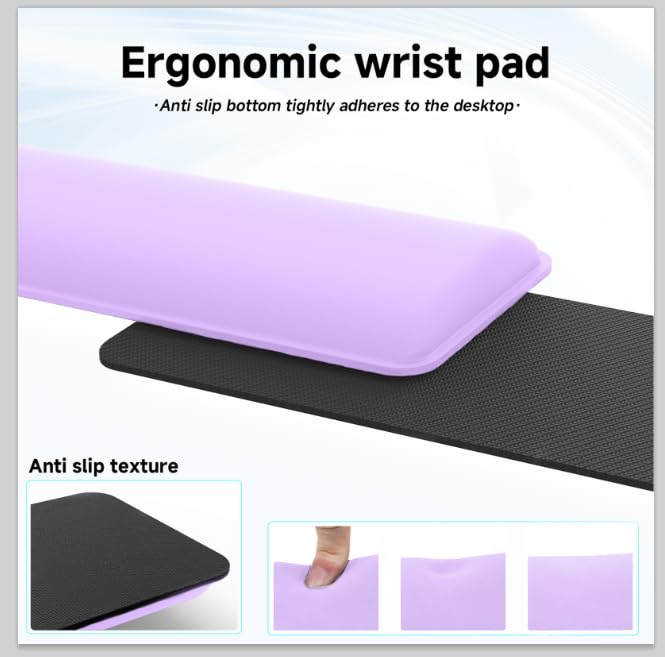 Computer Keyboard Stand and Wrist Rest Set, Keyboard Holder with Wrist Pad, Computer Wrist Support Pad, Keyboard Riser Holder with Wrist Pad for Office Home (Purple) - color: Purple