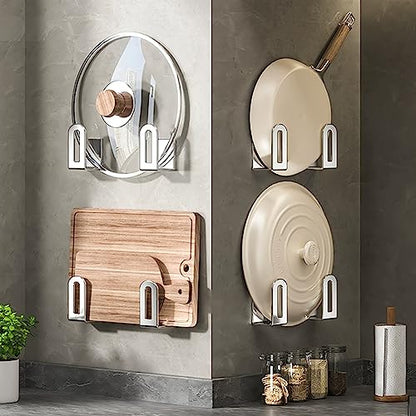 Self Adhesive Stainless Steel Pan Cover Racks ,Pantry Organization Rack, Cutting Board Storage , Pot Lid Holder - color: Teal