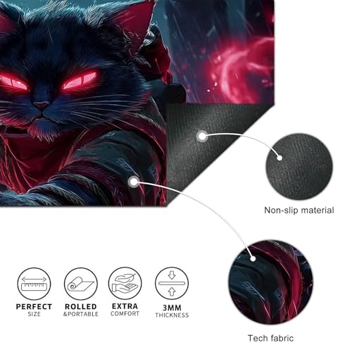 HOMETITUTE Dark Fantasy Cat Art XL Mouse Pad Gaming Mousepad 31.5x11.8 Inch Non-Slip Keyboard Desktop Protector Mat Diatomite Large Mouse Pad for Home and Office Desk Accessories - color: Dark Fantasy Cat Art