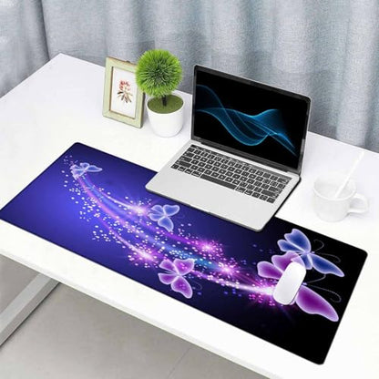 Gaming Mouse Pad, Large Mouse Pads for Women, Non-Slip Rubber Base Mousepad, Keyboard Mouse Mat, Desk Pad with Stitched Edges, 31.5x15.7inch, Glowing Butterfly - color: Glowing Butterfly, size: 31.5L x 15.7W inches