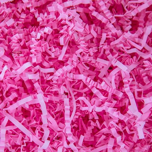 Caleihd Crinkle Cut Paper Shred Packing Grass Cushion Paper Streamer for Christmas Wedding Birthday Bridesmaid Engagement Craft Gift Boxes Bags Basket Filler Decoration 4.5oz Pink - color: Pink