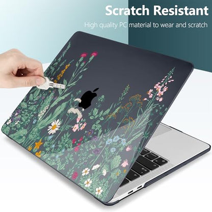 DONGKE Compatible with MacBook Pro 13 inch Case 2024 2023-2020 Release A2338 M2/M1 A2251 A2289 with Retina Display & Touch ID, Plastic Hard Shell & Keyboard Cover & Screen Film - Beautiful Wildflowers - color: Beautiful Wildflowers