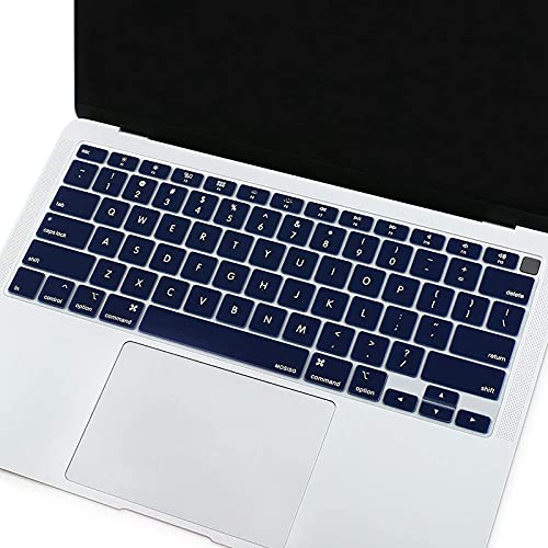 MOSISO Keyboard Cover Compatible with MacBook Air 13 inch 2022 2021 2020 Release A2337 M1 A2179 Retina Display with Touch ID Backlit Magic Keyboard, Waterproof Protective Silicone Skin, Navy Blue - color: Navy Blue