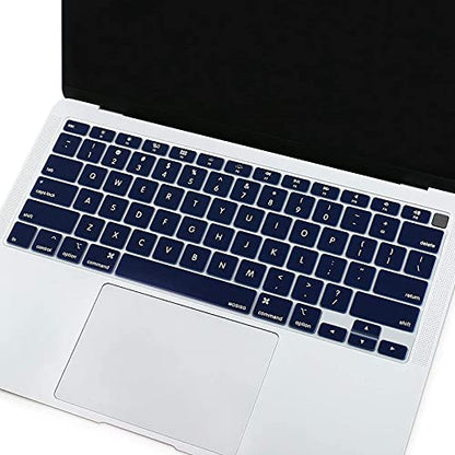MOSISO Keyboard Cover Compatible with MacBook Air 13 inch 2022 2021 2020 Release A2337 M1 A2179 Retina Display with Touch ID Backlit Magic Keyboard, Waterproof Protective Silicone Skin, Navy Blue - color: Navy Blue