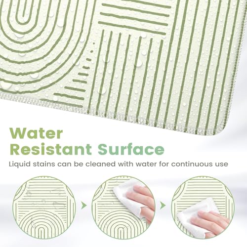 iCasso Green Desk Matt for Desktop, Cute Desk Pad Mat, Large Mouse Pad, Anti-Slip Big Mousepad with Stitched Edges, Keyboard Pad for Computer(Green) - color: Line-Green