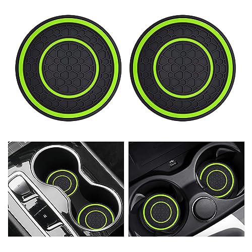2 PCS Car Cup Holder Coaster,Car Coasters Cup Mats,2.75 Inch Universal Car Cup Coasters,Non-Slip Anti Dust Mats Cup Holder Insert Coaster, Suitable for Most Car Interior (Green) - color: Green