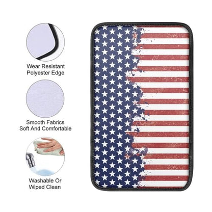 Wanyint Car Center Console Cover, 4th of July Patriotic Armrest Cover Auto Armrest Cushion Seat Box Pad Unversal Fit for Most Trucks SUV Sedans, American Flag Splatter - color: American Flag Splatter