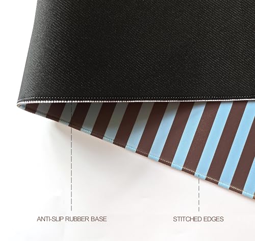 Dark Brown Blue Striped Desk Mat Cute Pastel XXL Large Gaming Mouse Pad Desk Pad Kawaii Cozy Aesthetic Keyboard Laptop Computer Mat Home Office Decor - color: A3- Chocolate Blue