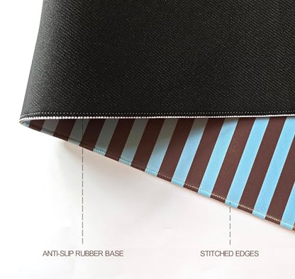 Dark Brown Blue Striped Desk Mat Cute Pastel XXL Large Gaming Mouse Pad Desk Pad Kawaii Cozy Aesthetic Keyboard Laptop Computer Mat Home Office Decor - color: A3- Chocolate Blue