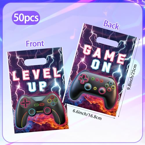 Adecortalk 50 Pcs Video Game Party Favor Bags Video Game Gift Bag Plastic Candy Goodie Treat Gift Bags for Kids Game On Birthday Baby Shower Party Decorations Gamer Party Supplies
