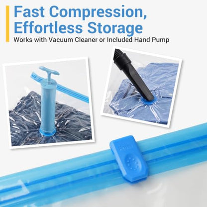 Fygrip Vacuum Storage Bags with Hand Pump, Plastic Packaging Bags, 80% Space Saver Vacuum Seal Bags for Clothing, Travel Lugggage, Blankets, Comforters, 20 Combo