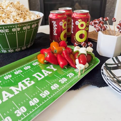 Sprinkles & Confetti Green Game Day Melamine Serving Tray with Handles - BPA-Free, Reusable Platter for Tailgates, Birthdays, Sports Parties - Durable for Charcuterie, Snacks, Wings - color: Green - Game Day