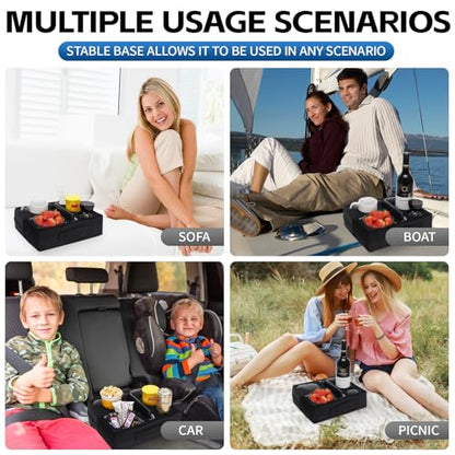 G GOOD GAIN Couch Cup Holder Pillow-Sofa Cup Holder Cozy Buddy | Bed Drink Caddy Holds Tablet, Remote, Snacks | Waterproof Anti-Spill Sofa Beverage Tray for Car, Park, Beach, Picnic, Boat, RV(Black) - color: Black, size: 12.5 x 9.5 inches