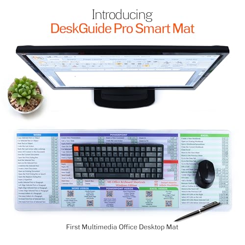 DeskGuide Pro MS Office Keyboard Pad Shortcut Mouse Pad - Windows 31.5"x11.8" Non-Slip Excel Cheat Sheet Desk Pad with Color-Coded Design - Excel/Word/PPT/Outlook Shortcuts Keyboard Mat and Mouse Pad