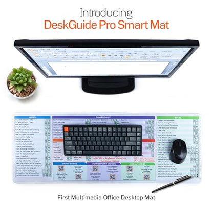 DeskGuide Pro MS Office Keyboard Pad Shortcut Mouse Pad - Windows 31.5"x11.8" Non-Slip Excel Cheat Sheet Desk Pad with Color-Coded Design - Excel/Word/PPT/Outlook Shortcuts Keyboard Mat and Mouse Pad