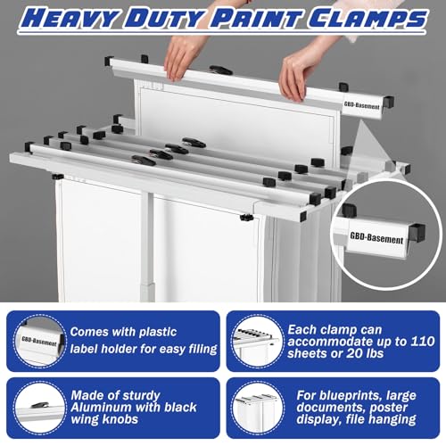 Kolldenn Mobile Blueprint Storage Rack Adjustable Holder with 6 Pcs Blueprint Clamps 4 Wheels Storage Organizer Stand for File Display Plan Office Home(30 Inch) - size: 30 Inch
