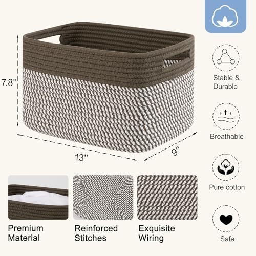 4 Pack Storage Baskets for Organizing, Woven Baskets for Shelves - Perfect for Toys, Books, Towels, and Clothes, Durable Gift Basket Bins Toy Storage, 12.7''Lx9''Wx7.8''H, Green & White - color: Green & White, size: Small/12.7''Lx9''Wx7.8''H