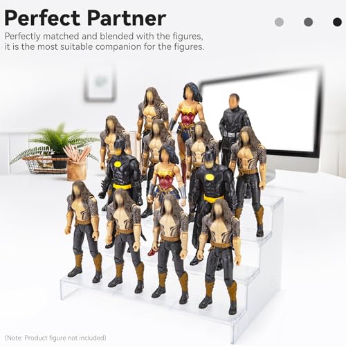 6 inch Acrylic Riser Display Shelf,Clear Action Figures Stands With PEG,4 Tier Toy Collectibles Organizer Compatible with 1/12 Scale Action Figure Toy (Fit For 6 inch Figure Toy-Clear) - color: Fit For 6 inch Figure Toy-Clear