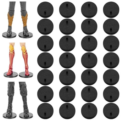 28PCS 6 Inch Action Figure Stand Display Bases with Peg Toy Organizer Holder Accessories Compatible with Mavel Legends Series/GiJeo Classified Series/D C/Mo tu Models 1/12 Figures, Black Round - color: 28PACK Black(Round)