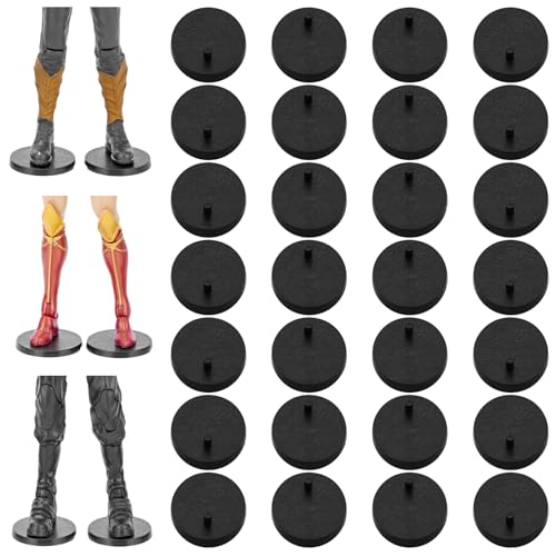 28PCS 6 Inch Action Figure Stand Display Bases with Peg Toy Organizer Holder Accessories Compatible with Mavel Legends Series/GiJeo Classified Series/D C/Mo tu Models 1/12 Figures, Black Round - color: 28PACK Black(Round)