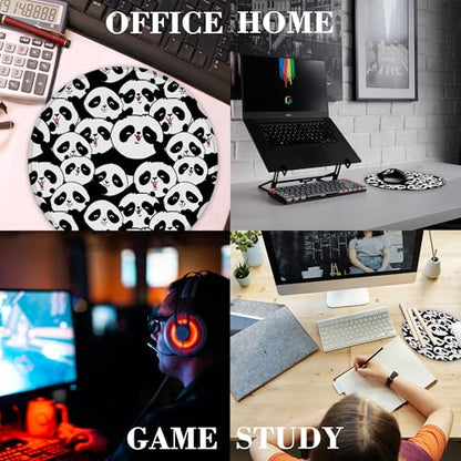 Cute Panda Mouse Pad Round Mouse Mat, Non-Slip Rubber Base Mousepad with Stitched Edge for Wireless Computer Laptop Office Desk Accessories 8 x 8 Inches - color: Cute Panda