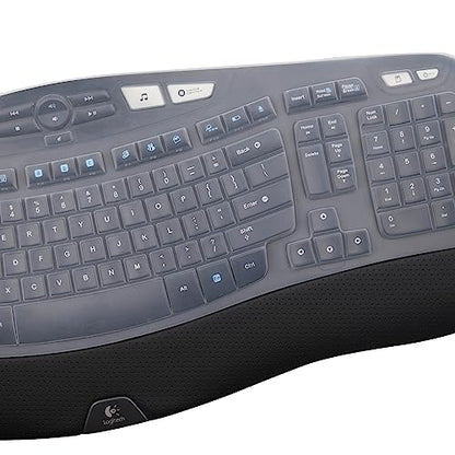 MUBUY Keyboard Cover for Logitech K350 Wireless Wave Keyboard & MK570 MK550 Wireless Wave, & K350 MK550 MK570 Keyboard Accessories Protective Skin-Clear - color: Clear