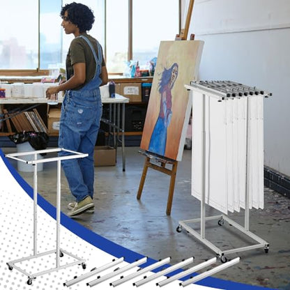 Kolldenn Mobile Blueprint Storage Rack Adjustable Holder with 6 Pcs Blueprint Clamps 4 Wheels Storage Organizer Stand for File Display Plan Office Home(30 Inch) - size: 30 Inch