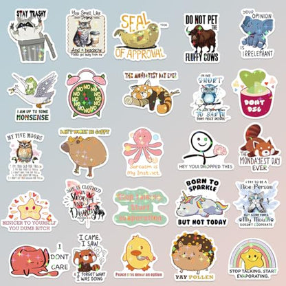 Funny Holographic Stickers for Adults, 150Pcs Sarcastic Stickers Vinyl Hilarious Meme Decals for Kindle Phone Case Bumper Water Bottles Laptops Scrapbook