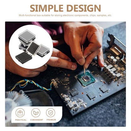 5Pcs Anti-Static Chip Case Electronic Component Organizer Multi-Functional Storage Box with Transparent Top and Anti-Static Sponge for Electronic Parts and Samples Waterproof Safety Airtight