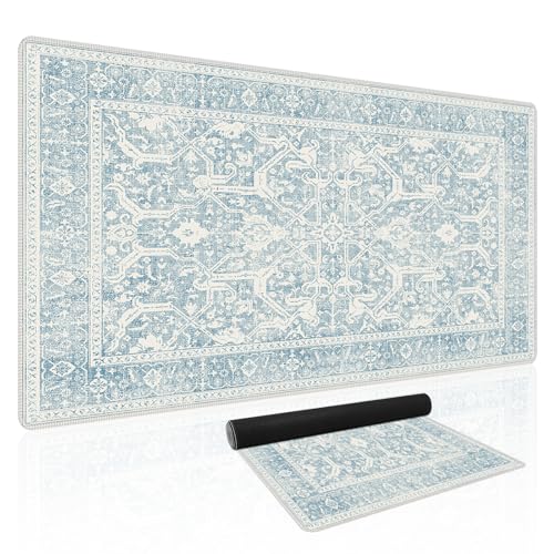 Baziabbo Blue Desk Mat,XXL Extended Large Mouse Pad,Gaming Mousepad with Stitched Edge,Non-Slip Rubber Base Keyboard Desk Pad for Home Office Study Game (Blue-B) - color: Blue-b