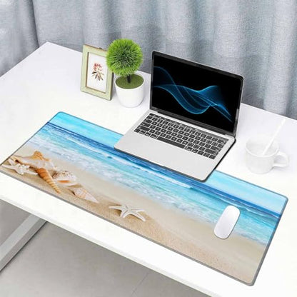 Gaming Mouse Pad, Large Non-Slip Rubber Base Mousepad, Keyboard Mouse Mat, Desk Pad with Stitched Edges, 31.5x15.7inch, Beach with Shells in the Sand - color: Beach With Shells in the Sand, size: 31.5L x 15.7W inches