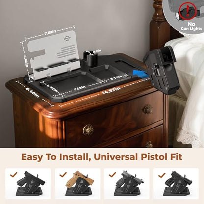 ONNAIS EDC Organizer with Detachable Quick-Access Gun Trigger Lock | Gift for Men; Desk & Nightstand Organizer; Biometric PIN Key Access; Pistol Rack; Phone Stand