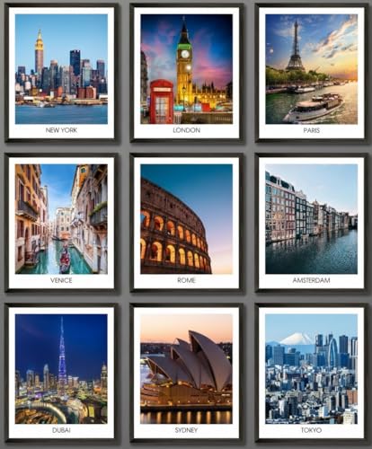 MAZUKO City Wall Art Print - Cityscape Pictures, Famous Architecture Landscape Artwork Wall Decor,Popular Cities Landscape Wall Decor Gift for Friend, New York Skyline Photo (8x10 UNFRAMED) - color: City 1, size: 8 x 10 inches