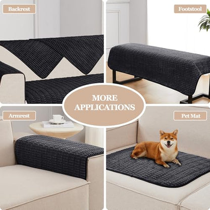 Sofa Armrest Cover Couch Arm Cover Armchair Covers, 2pcs Anti-Slip Couch Arm Protectors Sofa Arm Covers (Black, 18x26x2pcs) - color: Black, size: 18x26 inch (2 pcs)