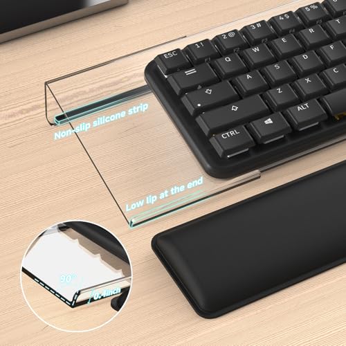 Computer Keyboard Stand and Wrist Rest Set，Keyboard Holder with Wrist Pad, Computer Wrist Support Pad, Keyboard Riser Holder with Wrist Pad for Office Home (Clear) - color: Clear