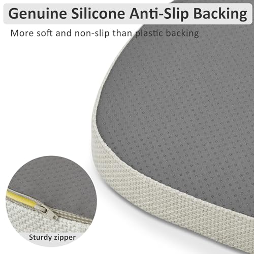 Shinnwa Dining Chair Cushions Set of 2, High-Resilience Foam Windsor Seat Pads, Kitchen Chair Cushions with Ties & Textured Cover, 2 Pack, 16.5 x 15.5 x 2, Off White - color: Off White, size: 2 Count (Pack of 1)